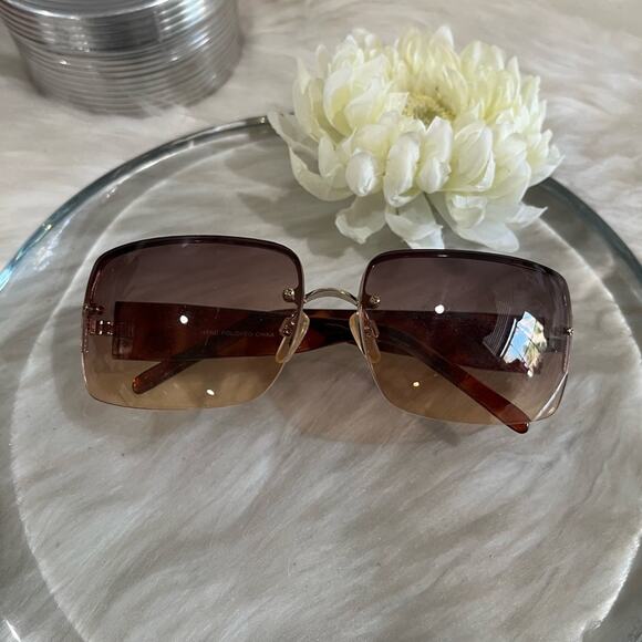 NEW Fantas-Eyes Y2K Rimless Square Oversized Tortoise Gradient Sunglasses NWOT - Picture 6 of 14